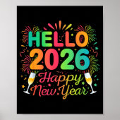 Hello 2026 Happy New Year Eve Party Countdown Fire Poster (Voorkant)