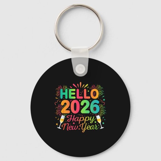 Hello 2026 Happy New Year Eve Party Countdown Fire Sleutelhanger (Voorkant)