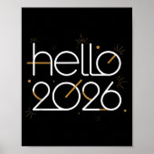 Hello 2026 Happy New Year Fireworks Celebration  Poster (Voorkant)