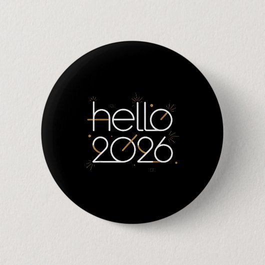 Hello 2026 Happy New Year Fireworks Celebration  Ronde Button 5,7 Cm (Voorkant)