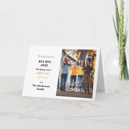 Hello 2026 Happy New Year Hand Lettered Photo Feestdagen Kaart (Voorkant)