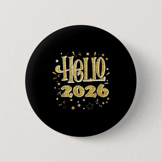 Hello 2026 Happy New Year Pajama Funny Family Matc Ronde Button 5,7 Cm (Voorkant)
