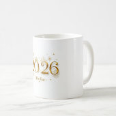 Hello 2026 Mug – Gold Metallic New Year Cup Koffiemok (Voorkant rechts)