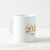 Hello 2026 Mug – Gold Metallic New Year Cup Koffiemok (Voorkant links)