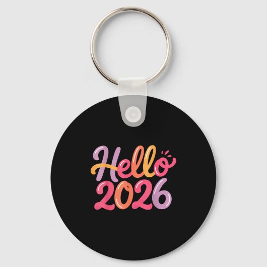 Hello 2026 New Year Celebration Fun Colorful Boys  Sleutelhanger (Voorkant)