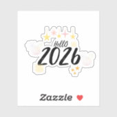 Hello 2026 New Year Fireworks Die Cut Sticker (Vel)