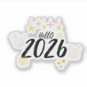 Hello 2026 New Year Fireworks Die Cut Sticker (Voorkant)