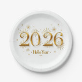 Hello 2026 Paper Plates Papieren Bordje (Voorkant)