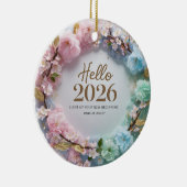 Hello 2026 Pastel Floral Wreath Ceramic Ornament (Rechts)