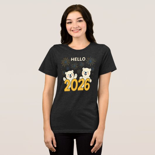 Hello 2026 Polar Bears Women’s New Year T-Shirt (Voorkant volledig)