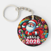 Hello 2026 Santa Claus Christmas Custom New Year  Sleutelhanger (Voorkant)