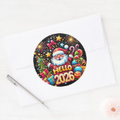 Hello 2026 Santa Claus Christmas New Year Ronde Sticker (Envelop)