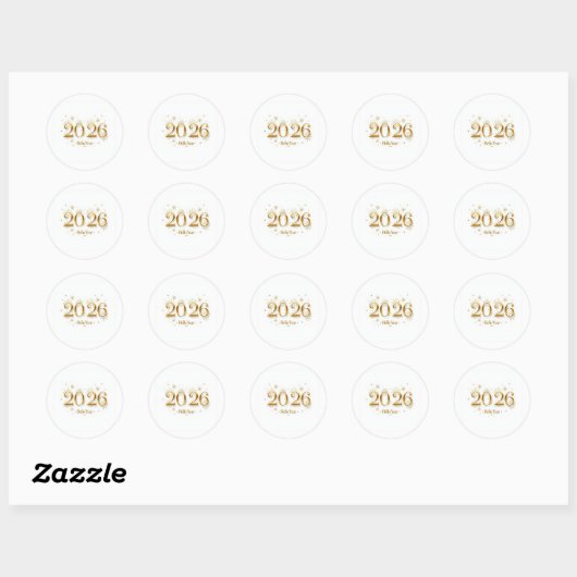 Hello 2026 Sticker – Gold Modern New Year Art (Vel)