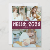 Hello 2026 Typography Cranberry Photo Feestdagenkaart (Voorkant)