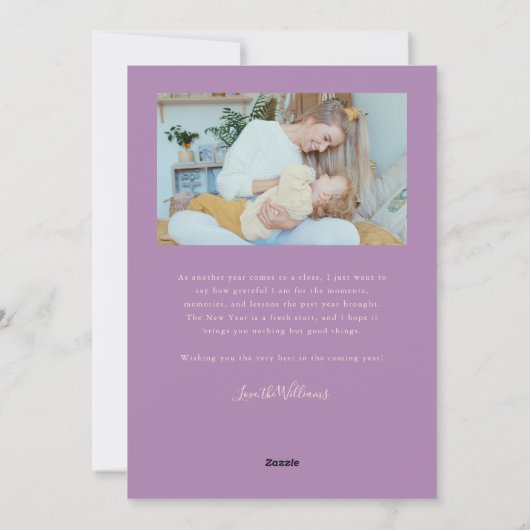 Hello 2026 Typography Purple Photo Feestdagenkaart (Achterkant)