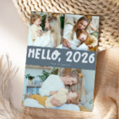 Hello 2026 Typography Slate Blue Photo Feestdagenkaart