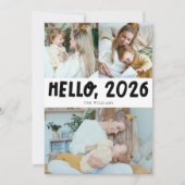 Hello 2026 Typography White Photo Holiday Card Feestdagenkaart (Voorkant)