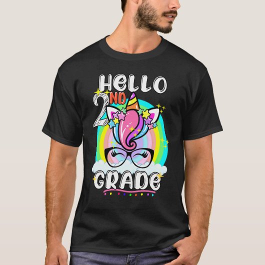 Hello 2nd Grade Cute Unicorn Back To School Teache T-shirt (Voorkant)