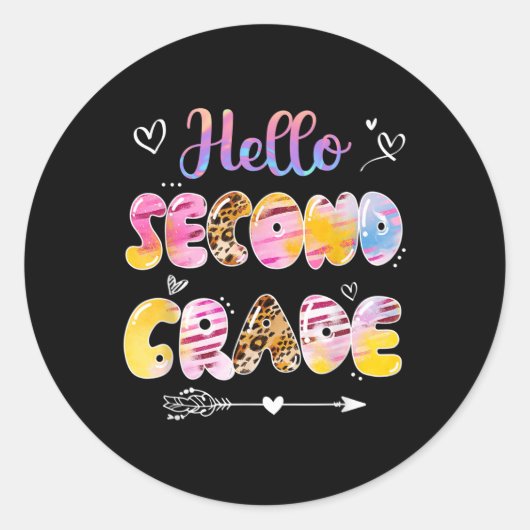 Hello 2nd Grade Leopard Tie Dye Back To School  Ronde Sticker (Voorkant)