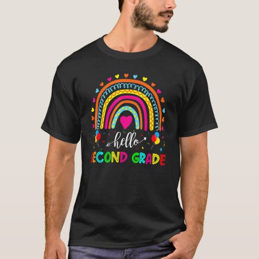 Hello 2nd Grade Rainbow Teacher Student Back To Sc T-shirt (Voorkant)
