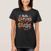 Hello 2nd Second Grade Leopard Teacher Squad Back  T-shirt (Voorkant)