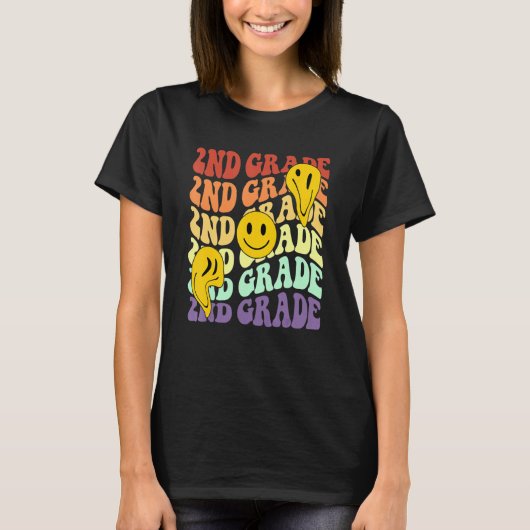 Hello 2nd Second Grade Teacher Back To School Retr T-shirt (Voorkant)