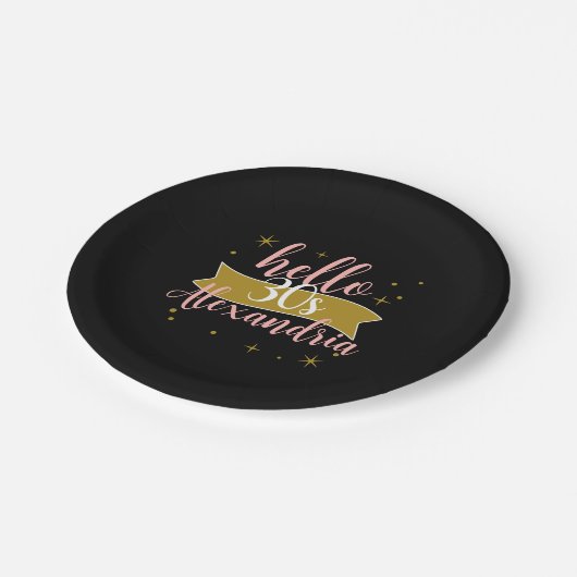 Hello 30 Birthday Personalized Design Papieren Bordje (Gekanteld)