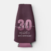 Hello 30! Fun 30th birthday Pink glitter Flesjeskoeler (Voorkant)