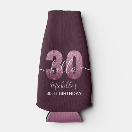 Hello 30! Fun 30th birthday Pink glitter Flesjeskoeler (Voorkant)