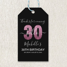 Hello 30! Funny 30th birthday with Pink glitter Cadeaulabel