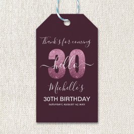 Hello 30! Funny 30th birthday with Pink glitter Cadeaulabel