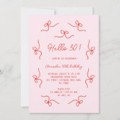 Hello 30 Hand Drawn Whimsical Bows Birthday Party Kaart (Voorkant)