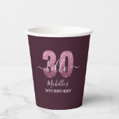 Hello 30! Modern 30th birthday Pink glitter Papieren Bekers (Voorkant)