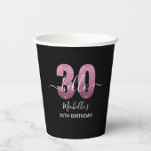 Hello 30! Modern 30th birthday Pink glitter Papieren Bekers (Achterkant)