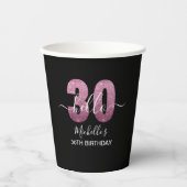 Hello 30! Modern 30th birthday Pink glitter Papieren Bekers (Voorkant)