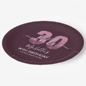Hello 30! Modern 30th birthday Pink glitter Papieren Bordje (Gekanteld)