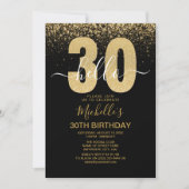 Hello 30! modern 30th birthday with gold glitter kaart (Voorkant)