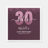 Hello 30! modern 30th birthday with Pink glitter Servet (Voorkant)