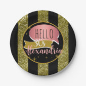 hello 30 Personalized 30th birthday glitter stripe Papieren Bordje (Voorkant)