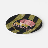 hello 30 Personalized 30th birthday glitter stripe Papieren Bordje (Gekanteld)
