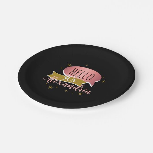 hello 30 Stylish Personalized 30th birthday Papieren Bordje (Gekanteld)