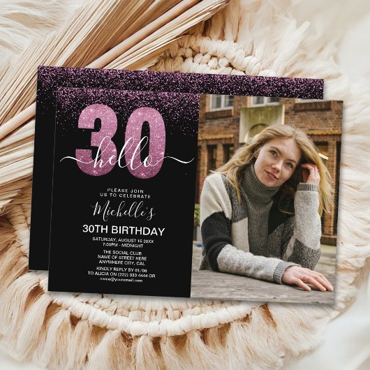 Hello 30 years - Modern Birthday with photo Kaart