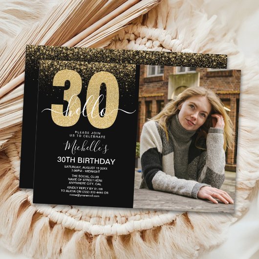 Hello 30 years - Modern Birthday with photo Kaart