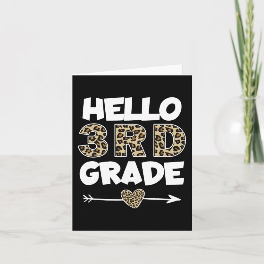 Hello 3rd Grade Leopard Print Third Grade Teacher Kaart (Voorkant)