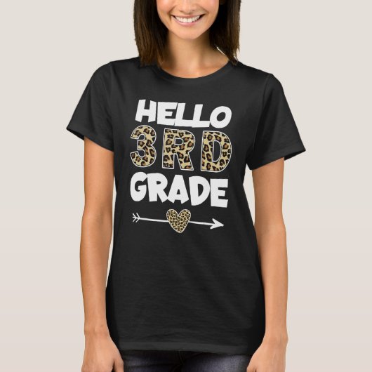 Hello 3rd Grade Leopard Print Third Grade Teacher T-shirt (Voorkant)