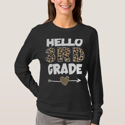 Hello 3rd Grade Leopard Print Third Grade Teacher T-shirt (Voorkant)