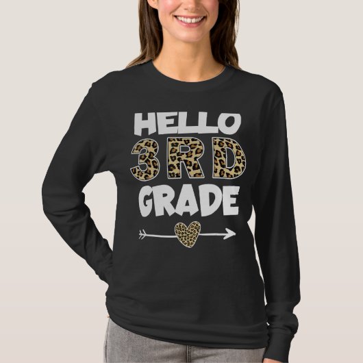Hello 3rd Grade Leopard Print Third Grade Teacher T-shirt (Voorkant)
