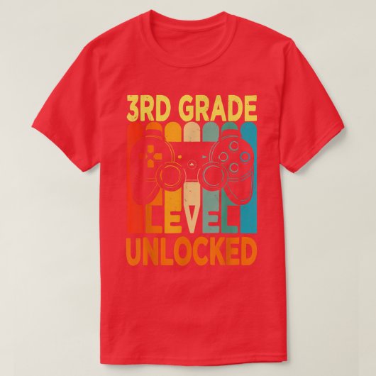 Hello 3rd Grade Level Unlocked Video Game Back to T-shirt (Design voorkant)