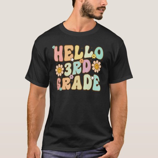 Hello 3rd Grade Rainbow Teachers Kids Back to Scho T-shirt (Voorkant)