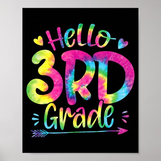 Hello 3rd Grade Teachers Stutanden Tie Dye Back To Poster (Voorkant)